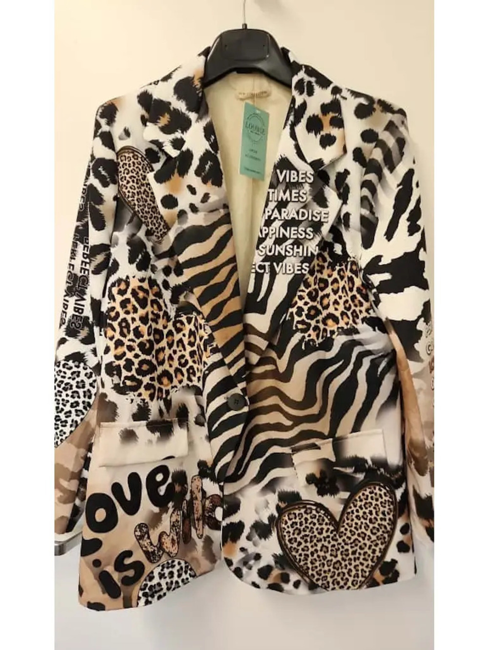 L992 | Loowie Love is Wild Animal Print Heart Blazer | One Size S-L